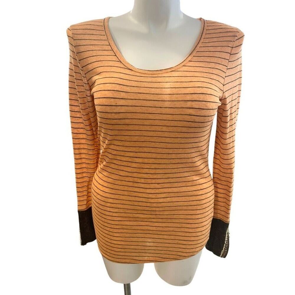 XL BKE Slub Boho Ruffle Sleeve Orange Shirt BLouse